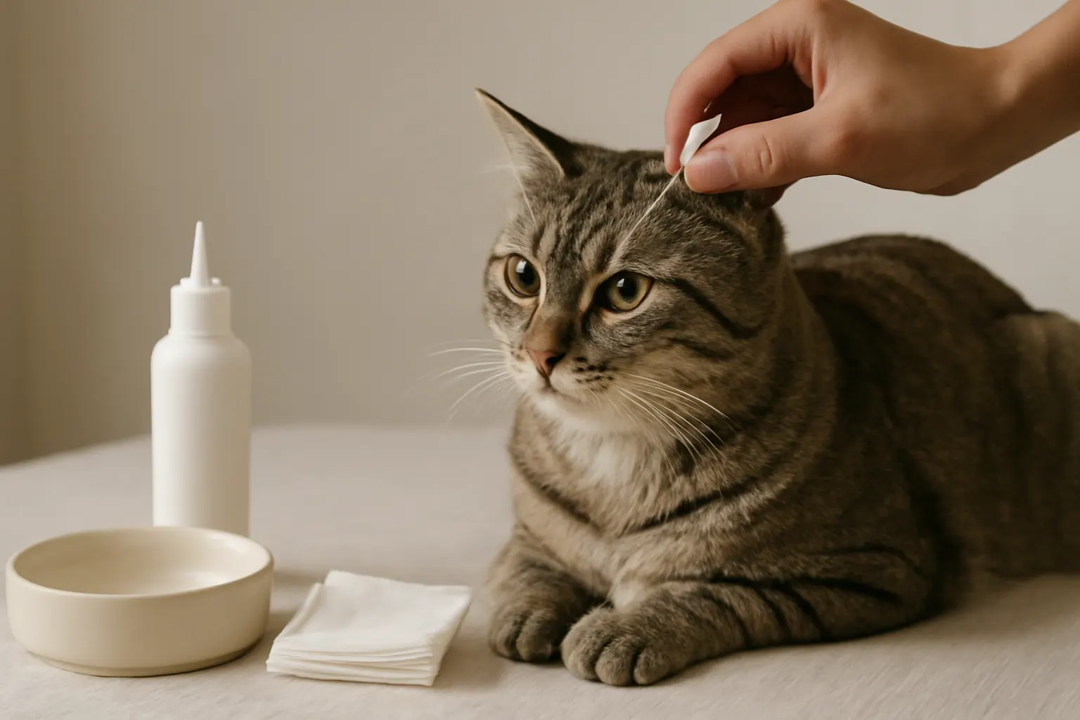 A Step-by-Step Guide to Safely Cleaning Your Cat's Ears illustration